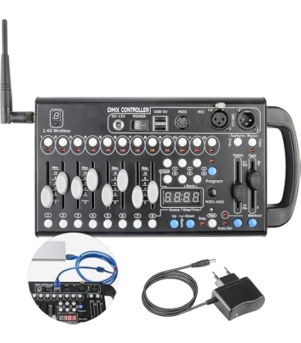 Contrôleur DMX 384 Canaux – Console Éclairage Scène DJ Fog 30 Banques 8 Scènes 24 Appareils – Effets Lumineux Pro Pour Bar, Club, Noël