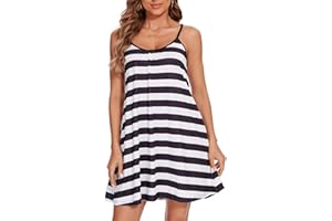Asoodiy Beach Dress Womens Summer Dress Spaghetti Straps Sundress Ladies Cover Up Dress Casual Sleeveless Dress