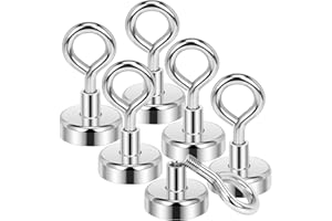 Wukong 19KG(42LB) Aimanté Crochets Magnétiques, 25mm Aimant Néodyme Super Puissant, 6 Pièces Crochet Aimanté Puissants, Oeillets Aimants Patère Magnétique pour Le Camping, L'EntrepôT Et La Cuisine