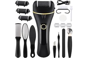Beihre Pedicure Elettrico,18-in-1 Calli Piedi Rimozione Kit con 3 Rulli Ricaricabile Raspa Piedi per Piedi Rimozione Calli Pelle Dura Secca