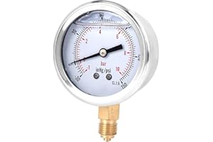 OUMEFAR Wskaźnik ciśnienia oleju 4-10 bar manometr o wysokiej czułości 1/4BSP radialny manometr ciśnieniowy przezroczysta pokrywa cyferblatu napełniony olejem do maszyn