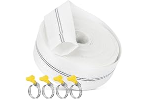 KOVSGQ Tuyau Refoulement 1 1/4" Tuyau Plat 32mm 20m Avec 4Clips pour Pompes à Eau Submersibles Et Autres Bassin De Drainage Irrigation De Jardin Bain à Remous Piscine Ou Puisard (32mm-20m)