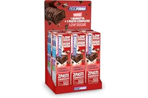Pesoforma | 2 Pasti Low Sugar, Barrette Gusto Fondente Crunchy, 12 Barrette/12 Pasti Sostitutivi, 14g Proteine, 210kcal, Senza Zuccheri Aggiunti