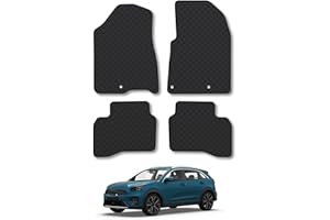 CAR MAT CO Rubber Car Mats Compatible With Kia Niro Hybrid (2016-2022) [HEV] Tailored Fit Car Floor Mats Set Accessory Anti-Slip Backing Heavy-Duty Waterproof Easy-Clean Durable All Weather Full Coverage