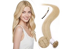 Elailite Extension Cheratina Capelli Veri 1 Grammo Biondi, 25 Ciocche 100% Human Hair Indiani 35cm 20g #613 Biondo Chiaro