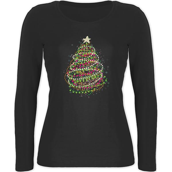 Shirtracer Weihnachts Langarmshirt Damen - Abstrakter Weihnachtsbaum Design