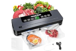comeder 6 in 1 Vacuum Sealer Machine, 30cm Longer Seal Food Sealer with 50Pcs Vacuum Sealer Bags for Vac/Seal/Rice/Wet/Dry Mode, Built-in Cutter and Visible LED Digital Countdown Display