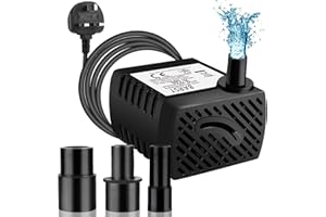 BARST 250L/H Submersible Water Pump Aquarium (3.6W), Mini Electric Ultra Quiet Pump for Fountains, Pool, Fish Tank, Pond, Hydroponics, Statuary with 4 Srtong Suction Cups,3 Nozzles.
