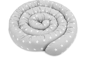 Totsy Baby Almohada para Dormir de Lado algodón 400 cm Algodón - cojin Cervical Enrollable Lavable Cojines Grandes Almohada para el Cuerpo Oeko-Tex Gris con Estrellas Blancas