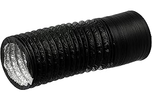 LIRAST Ø 160 mm / 3 m Tuyau de Ventilation pour Climatisation, Ventilateur Extracteur - Noir Tuyau Flexible en PVC et Aluminium