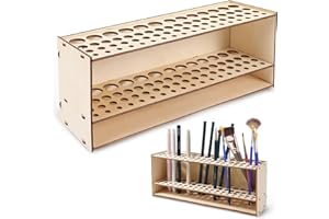 YHTCC Paint Brush Holder, Wooden 67 Hole Citadel Paint Rack, Wall-Mounted Paint Rack, for Brushes, Sketch Pens, Colored Pens, Makeup Brushe