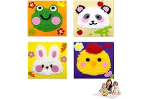 MFCGHXR kit de costura infantil manualidades educativas 4 piezas 20x20 cm animales coloridos para niños principiantes y regalo creativo