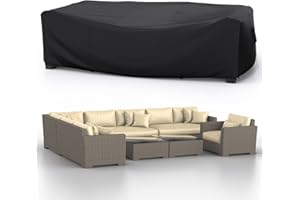 Armorget Housse Salon de Jardin 270x180x90 cm, 600D Haute Résistance, Housse Canape de Jardin Exterieur, Coupe-vent, Anti-UV, Housse Table de Jardin avec sorties d'air, Boucles, Cordon Ajustable