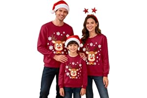 GENERIC Family Christmas Jumpers Xmas Long Sleeve Family Matching Crewneck Sweatshirts Holiday Themed Outfits For Parents And Kids Cozy Soft Casual Pullover For Father Daughter Son Festive Group Wear