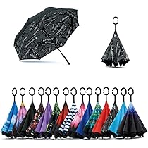 Ombrello Inverso Auto-reverse Antisgocciolo - Manico A C, Antivento E Anti UV, Colore Rosso - Foto 7