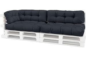 ‎SPATIUM Spatium Palettenkissen Set abnehmbar Bezug wasserdicht gesteppt Palettenauflage Palettenpolster Palettensofa Palettenmöbel Anthrazit 5er Set