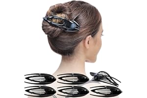 RC ROCHE ORNAMENT 6 pezzi clip di capelli barrette oscillante francese per le signore delle ragazze ferma stretta senza scivolare alta qualità posto pelo alto, nero di grandi dimensioni