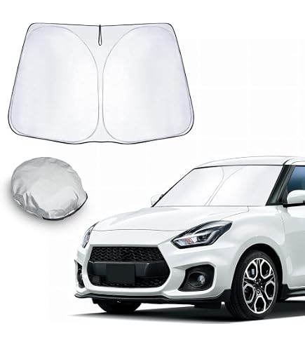 Pare-soleil Pour Pare-brise Suzuki Swift 2023-2025 - Pliable, Réfléchissant Argent/noir, Avec Sac De Rangement, Protection UV Et Chaleur