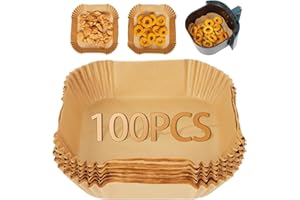 Ciusdkler Quadrat Zubehör Heißluftfritteuse, 20-24cm Airfryer Backpapier, Antihaft Einwegschalen Luftfritteuse, Backpapier für Heißluftfritteuse Ninja (100 Stück)