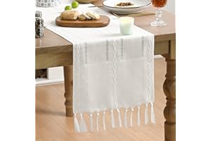 Artoid Mode Boho biały bieżnik stołowy z frędzlami, styl wiejski dekoracja stołu kuchennego wakacje wesele przyjęcie jadalnia urodziny dekoracja 33 x 243 cm
