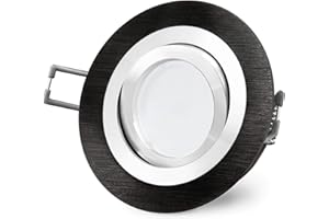 ‎SSC-LUXON SSC-LUXon RF-2 LED Deckenspot schwarz Alu in rund & schwenkbar - mit Milky LED GU10 5W neutralweiß 230V - Deckeneinbauleuchte