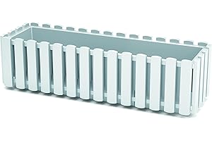 RGVERTRIEB Blumenkasten Blumentopf Balkonkasten Latten-Optik Pflanzkasten Pflanzgefäß Lattenzaun-Design (580 Weiß)