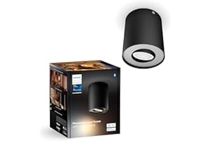 Philips Hue White Ambiance Pillar 1er Spot Erweiterung, inkl. GU10 LED-Lampe, steuerbar via App, kompatibel mit Amazon Alexa (Echo, Echo Dot), schwarz, neue Generation