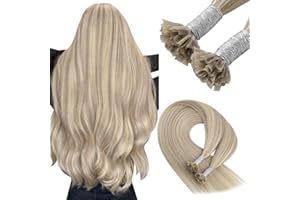 YoungSee Extension Cheveux Naturel Keratine Blond 14 Pouces Extension Keratine Blond Cendre Highlights Blond Extension Cheveux Keratine Blond 50brin/50g Extension Cheveux Naturel a Chaud #P18/613