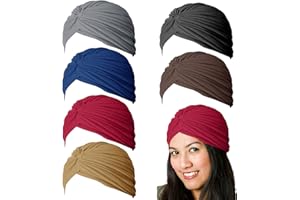 Wisebom 6 sztuk miękkich afrykańskich turbanów dla kobiet, 6 kolorów kokarda kapelusz, miękki plisowany turban modny zawiązany dla kobiet i dziewcząt, 6 Kolor, 58