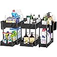 Puricon 3 Pack Under Sink Organizer Pull Out Under Sink Storage, 2 Tier Multi-Purpose Sliding Under the Sink Organizer Bathroom Kitchen Sink Organizer Under Cabinet Shelf for Cleaning Supplies -Black