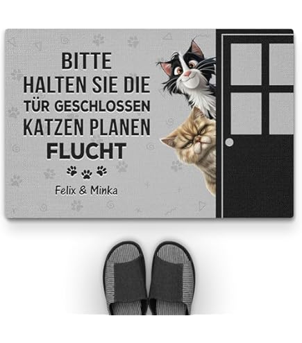 Personalisierte Fußmatte - 'GEH Weg, Es Sei Denn...' Für Katzenliebhaber