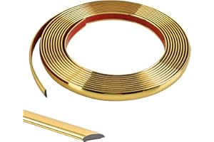 ZAYEJOD 5M Moulure Décorative Autoadhésive Bord de Papier Peint Carrelage Miroir Mur Plafond Armoire Baguette de Finition PVC Bandes de Calfeutrage Bande Décoration Murale,13mm Doré