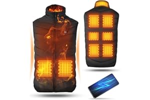 TIAZHAN Heated Vest for Women and Men, Heated Body Warmer with 9 Heating Zones,10000mAh Battery Heated Gilet Winter Heating Waistcoat Jacket for Outdoor Skiing Riding Hiking Fishing (Power Bank is included)