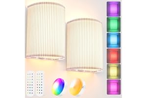 AIBOO LED 3000 mAh akumulatorowa lampa ścienna do wnętrz, 2 sztuki, 15 kolorów RGB, 3 kolory, temperatura, ściemniana, bezprzewodowa lampka nocna, sztuka ścienna zasilana bateriami, do salonu,