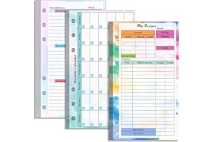 Prefdo Lot de 2 recharges pour planificateur budgétaire A6, 82 feuilles de planificateur hebdomadaire, mensuel, 6 trous pour couverture de classeur budgétaire A6