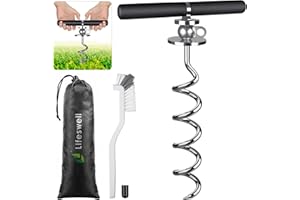 Lifeswell 15 Inch Dog Tie Out Stake, Heavy Duty Steel Spiral Stake for Medium to Large Dogs up to 220lbs, No Tangle, Dog Anchor for Yard, Camping, and Beach