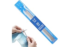 Reessy 2.5 mm Knitting Needles, 20 cm Double Pointed Knitting Needle Set, Stainless Steel Short Double Ended Knitting Needles Set, Metal DPN Sock Needle for Beginners Adults