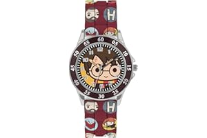Harry Potter Warner Brothers HP9049 Montre d'apprentissage de l'heure Marron, Rouge, Sangle