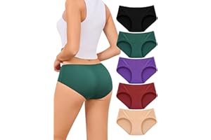 VOENXE Majtki Damskie Bawełniane,Oddychające Rozciągliwe Majtki,Hipsterskie ze Średnim i Niskim Stanem,Sportowe Miękkie Wygodne Bielizna Damska,Wielokolorowe Na Co Dzień,Women Underwear Cotton,5 Sztuk