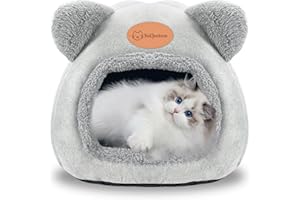 SUQURTOM Katzenhöhle Katzenbett Waschbares Katzenhaus Haustierbett Weiches Komfort Zelt Katzenstreu Bett Warme Katzenhöhle Beruhigendes Bett für Katzen und kleine Hunde Schlafen(Grau)