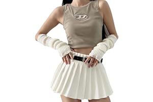 CIATBYYJ Arm Warmers for Long Sleeve Fingerless, Y2K Cool Girls Arm Covers, White Cute Harajuku Knitted Arm Sleeve, Gothic Punk Hip Hop Accessories