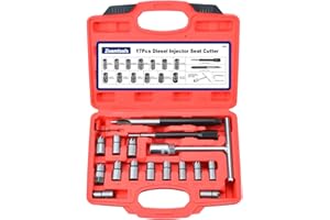 Zoomtools Lot de 17 coupe-sièges d'injecteur diesel, kit de nettoyage de siège d'injecteur, outil de nettoyage de sièges d'injecteur, outil de nettoyage de carbone