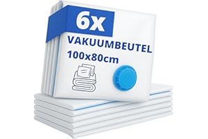 Kronenburg Vakuumbeutel für Kleidung 6er Set 100x80 cm - Vakuum Kleiderbeutel wiederverwendbar - Aufbewahrungsbeutel für Kleidung Bettwäsche Winterkleidung und mehr - weitere Sets wählbar