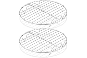 Herogo Kratka do ciasta, 2 sztuki, kratka chłodząca ze stali nierdzewnej, okrągła kratka chłodząca do chłodzenia, pieczenia, gotowania na parze, nierdzewna i gładka krawędź, nadaje się do piekarnika i mycia w zmywarce, metalowa, srebrna, Ø 19 cm