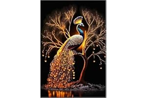 Hyakoz 5D Diamond Painting Kit Completo, Pavone Diamond Painting Bambini 30x40cm 5D DIY Diamond Art Painting Kit Completo per Bambini, Adulti, Parete Casa