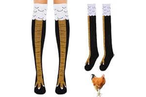 Fychuo Chicken Leg Socks, 1 Pair Novelty Crazy Chicken Socks, Funny Cotton Knee Thigh High Socks 3D Animal Chicken Feet Socks Athletic Socks for Women Men Turkey Gifts