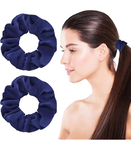 SXQLYH 4er Set Scrunchies – Weiche Stoff-Haargummis Für Dickes & Langes Haar, 4 Farben (Blau, Beige, Schwarz, Rosa)