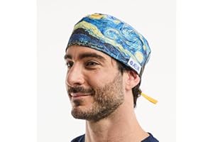 AELIN Calot De Bloc Calot Médical - 2 Tailles - Cheveux Courts pour homme et Cheveux longs - Couvrant - Femme (La Nuit étoilée, Court)