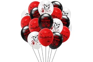 NETNOLOGY Halloween Deko Luftballons, 19pcs 12 Zoll 3 Stile Schwarz Rot Weiß Halloween Party Ballons mit Schädel Blut Spinne Halloween Muster, Halloween Party Horror Dekoration Halloween Fun Party Dekorationen