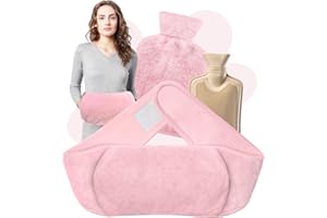 GIGMETA Bolsa de agua caliente 3 en 1,Botella de Agua Caliente con cubierta de cintura suave,Bolsa de agua caliente de goma para aliviar el dolor de cuello,hombros,espalda,cintura,dolor menstrual(Rosa)